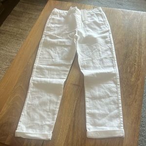 New-Boys white Janie and Jack draw string linen pants, size 10